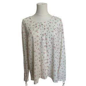 HONEY | Women's Long Sleeve Charming Valentine Hearts Print Shirt | Size Large